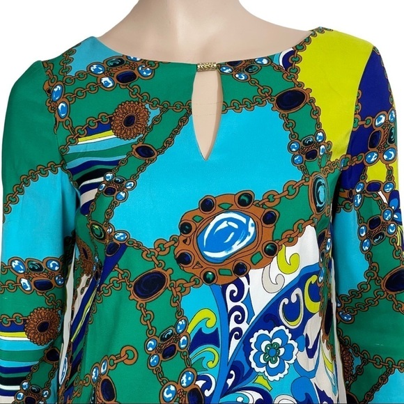 Sangria Size 6 Colourful Abstract 3/4 Sleeve Knee Length Business Dress … - Picture 2 of 16